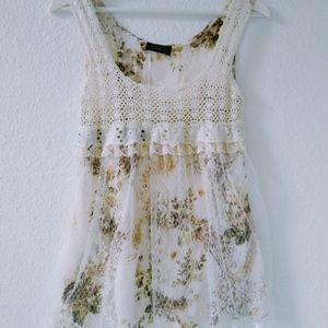 Boho tunic with light lace overlay and crochet
